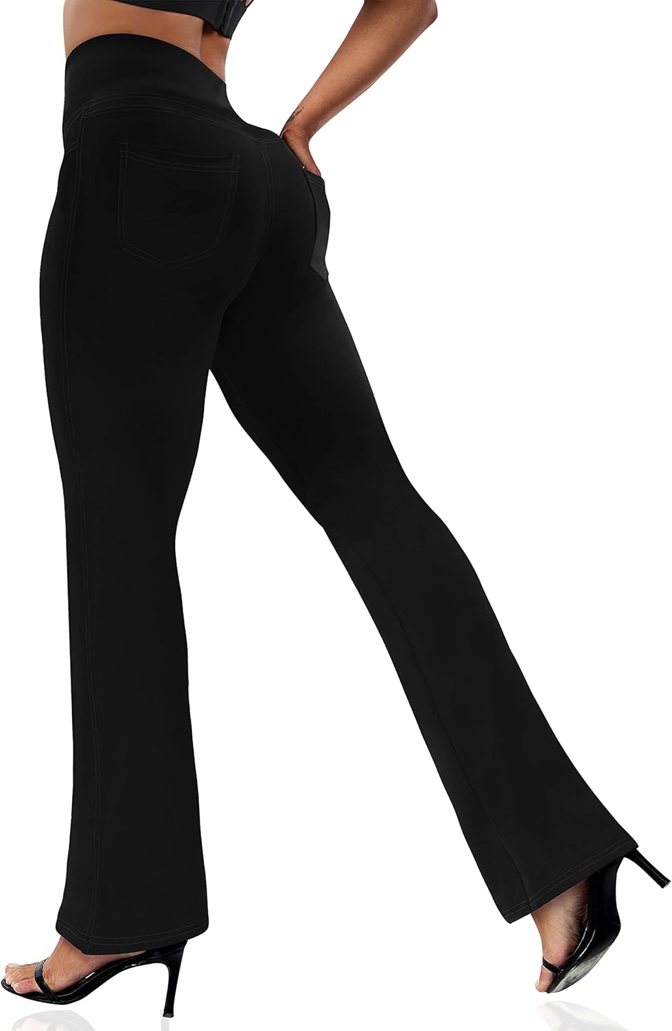 VOOVEEYA Women's Bootcut Leggings - Bootleg Yoga Pants Flare with 4 Pockets,Tumm...