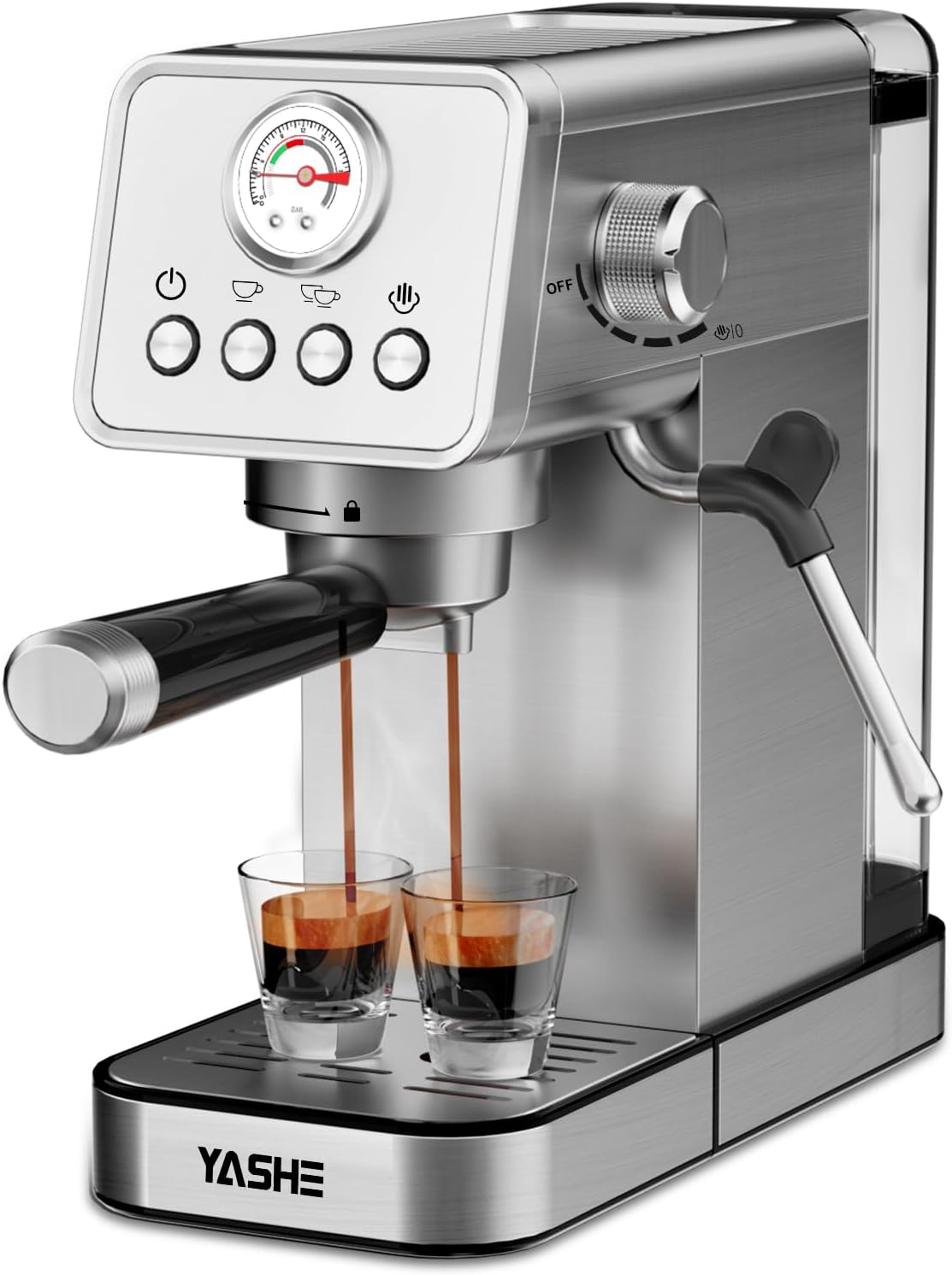 YASHE Espresso Machines 20 Bar, Upgraded 1350W Espresso Maker with Milk Frother...
