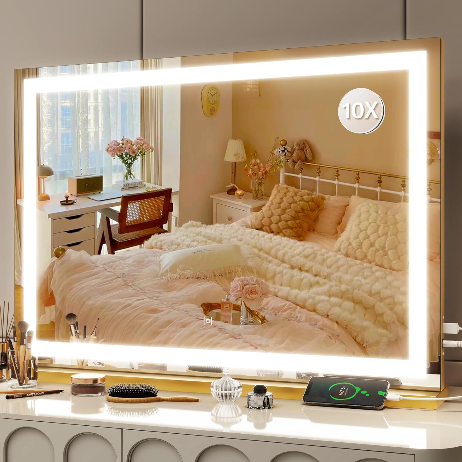 FENNIO Vanity Mirror with Lights 32"x22", Lighted Makeup Mirror, Large Vanity Mi...