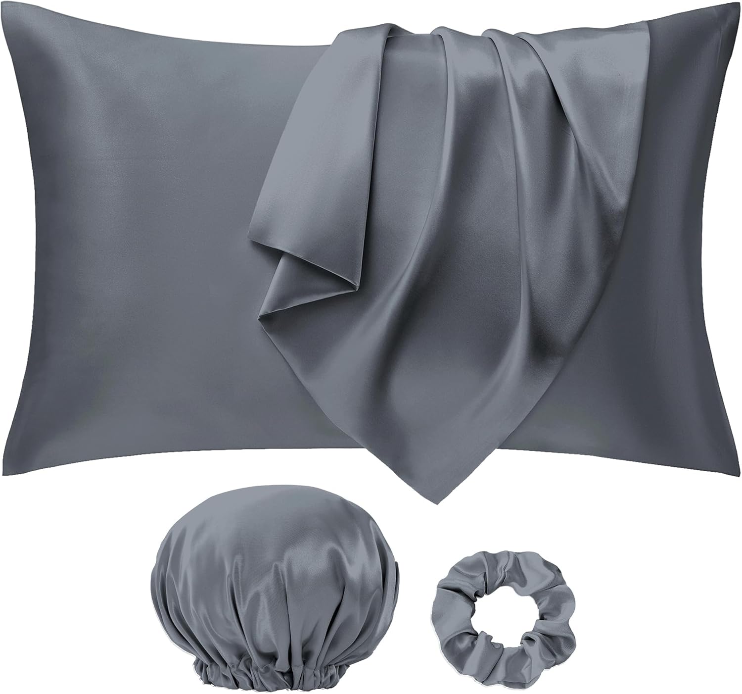 Seiwohl Silk Satin Pillowcase Soft as Silk Pillowcases for Hair and Skin Dark Gr...