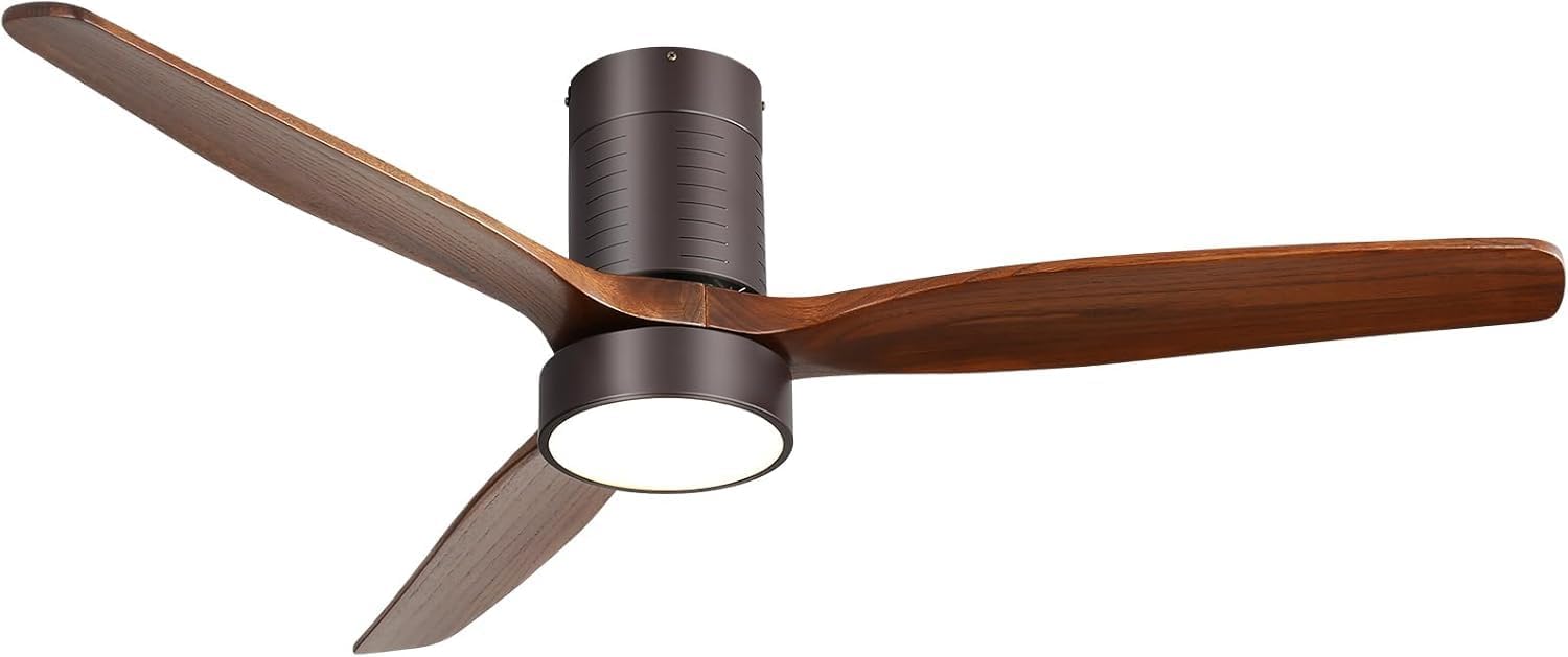 Sofucor 52 Inch Flush Mount Ceiling Fan with Light and Remote Control, 3 Blade S...