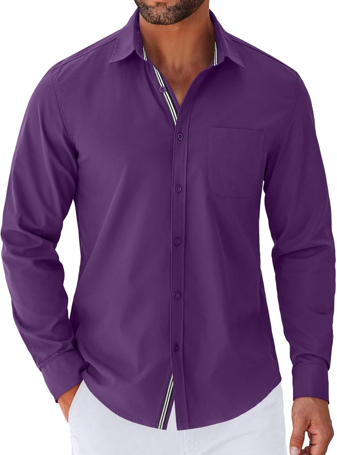 COOFANDY Men's Long Sleeve Casual Button Down Shirts Untucked Shirts for Men Reg...