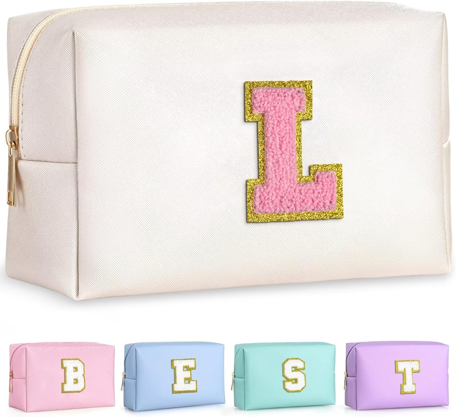 TOPEAST Personalized Birthday Gifts for Women, Preppy Patch Makeup Bag, Chenille...