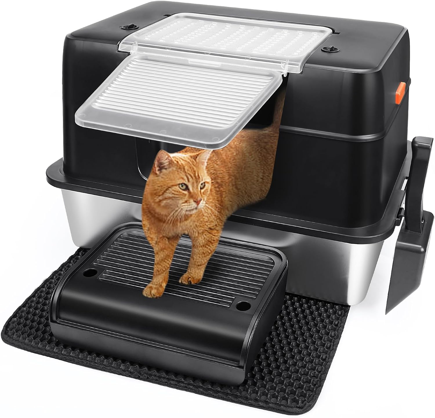 Vivifying Stainless Steel Litter Box, XL Enclosed Cat Litter Box with High-Sided...