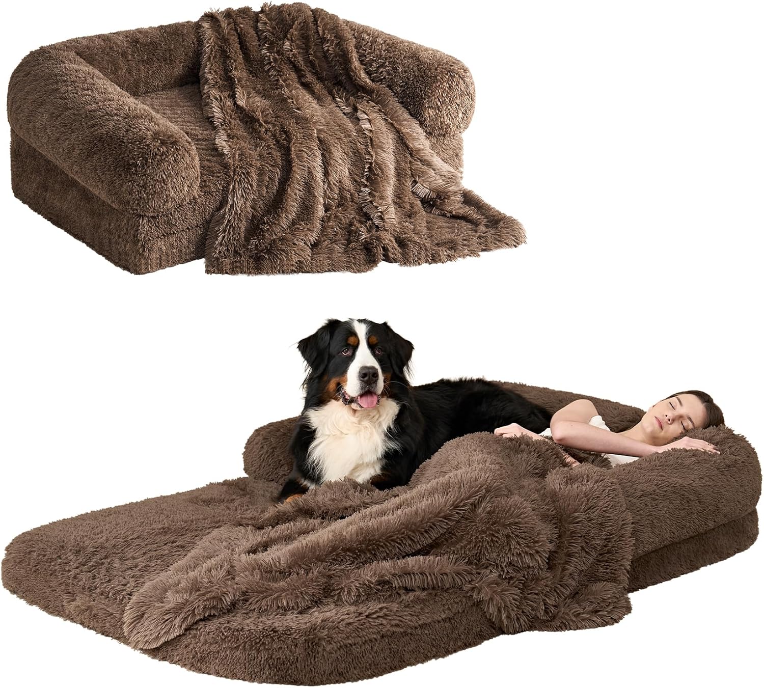 EHEYCIGA Foldable Human Dog Bed for Adult, Orthopedic Memory Foam Dog Bed for Hu...