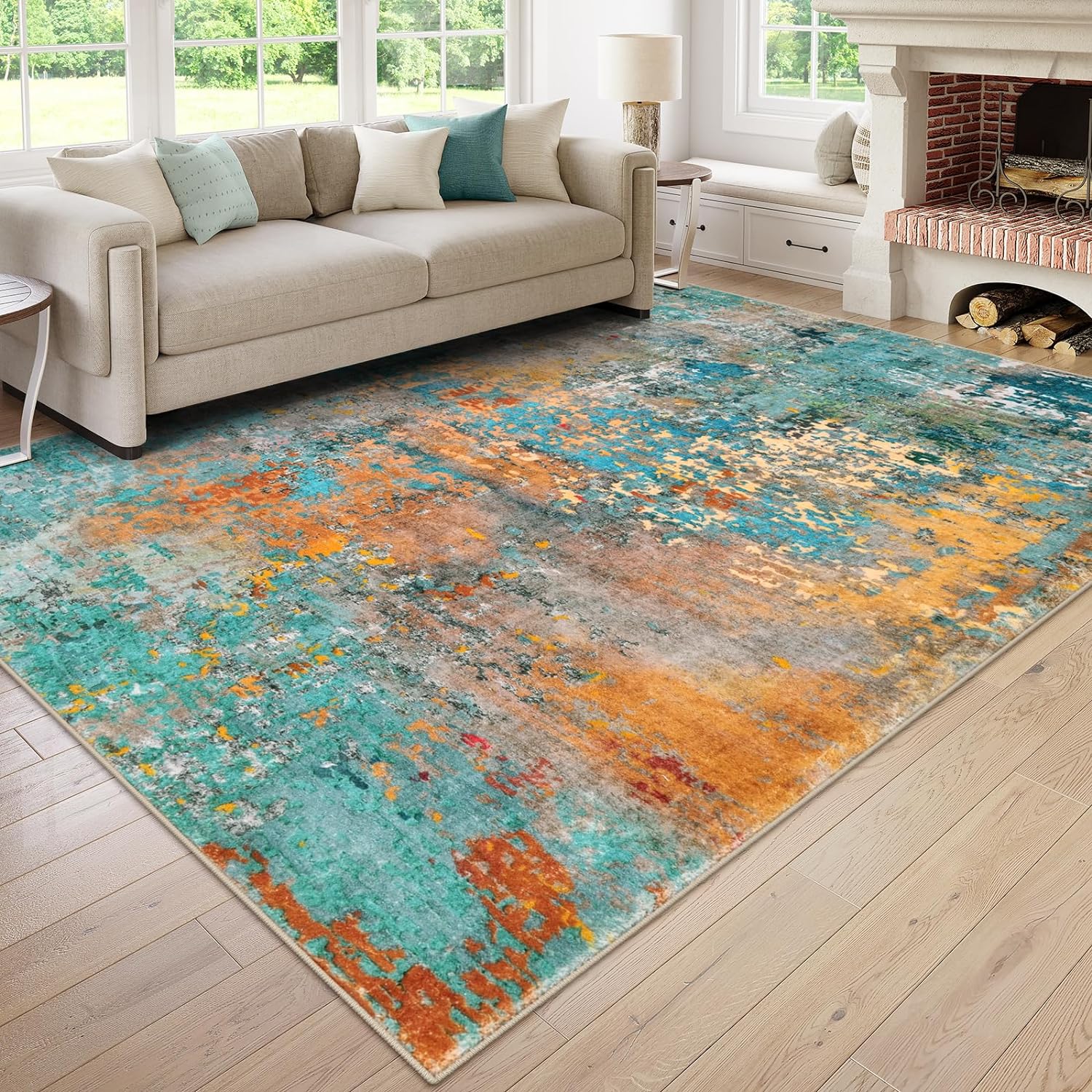 Lahome Modern Abstract Area Rugs 9x12 Living Room Rug, Washable Rugs for Living...