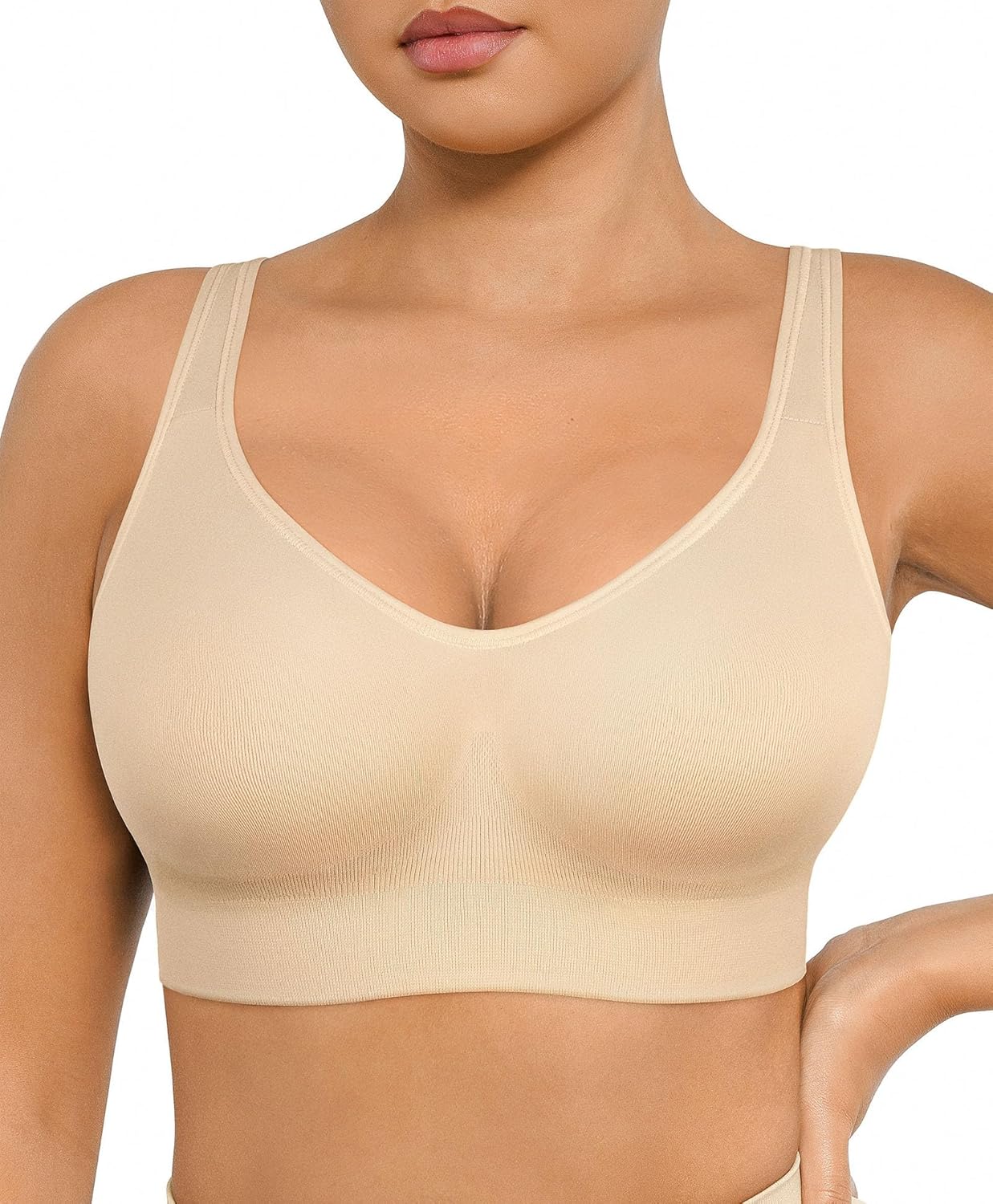 FeelinGirl Wireless Bras for Women Built-in Soft Cups No Underwire Bralettes Adj...