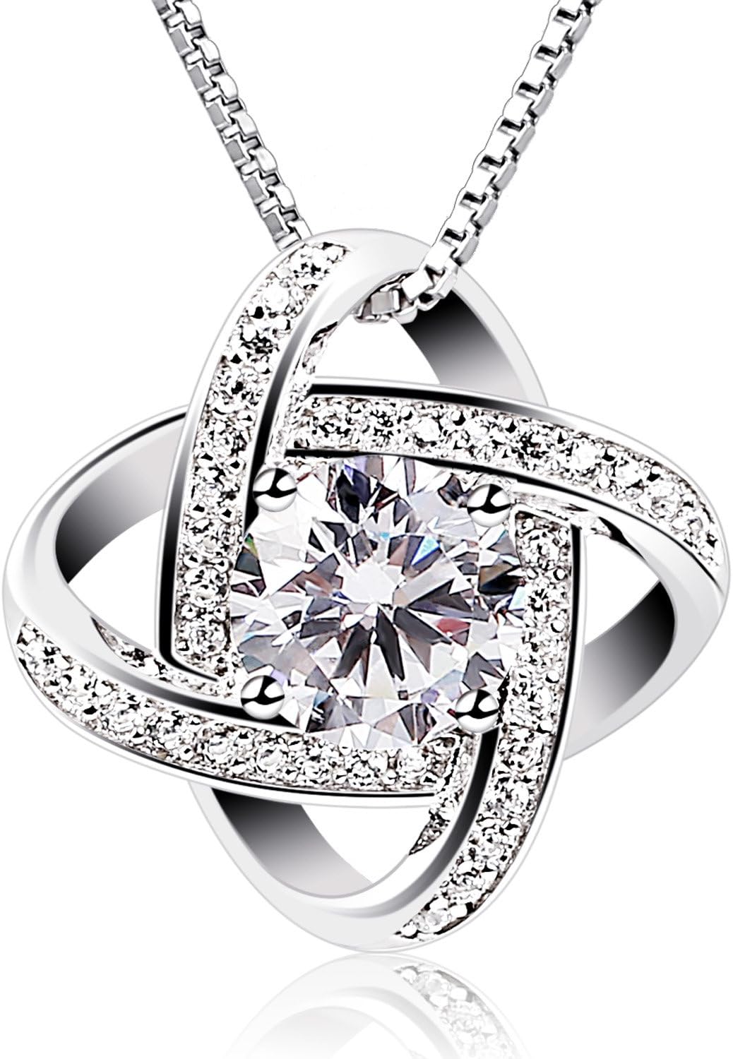 B.Catcher Women Necklaces Sterling Silver Cubic Zirconia Pendant Gemini Necklace