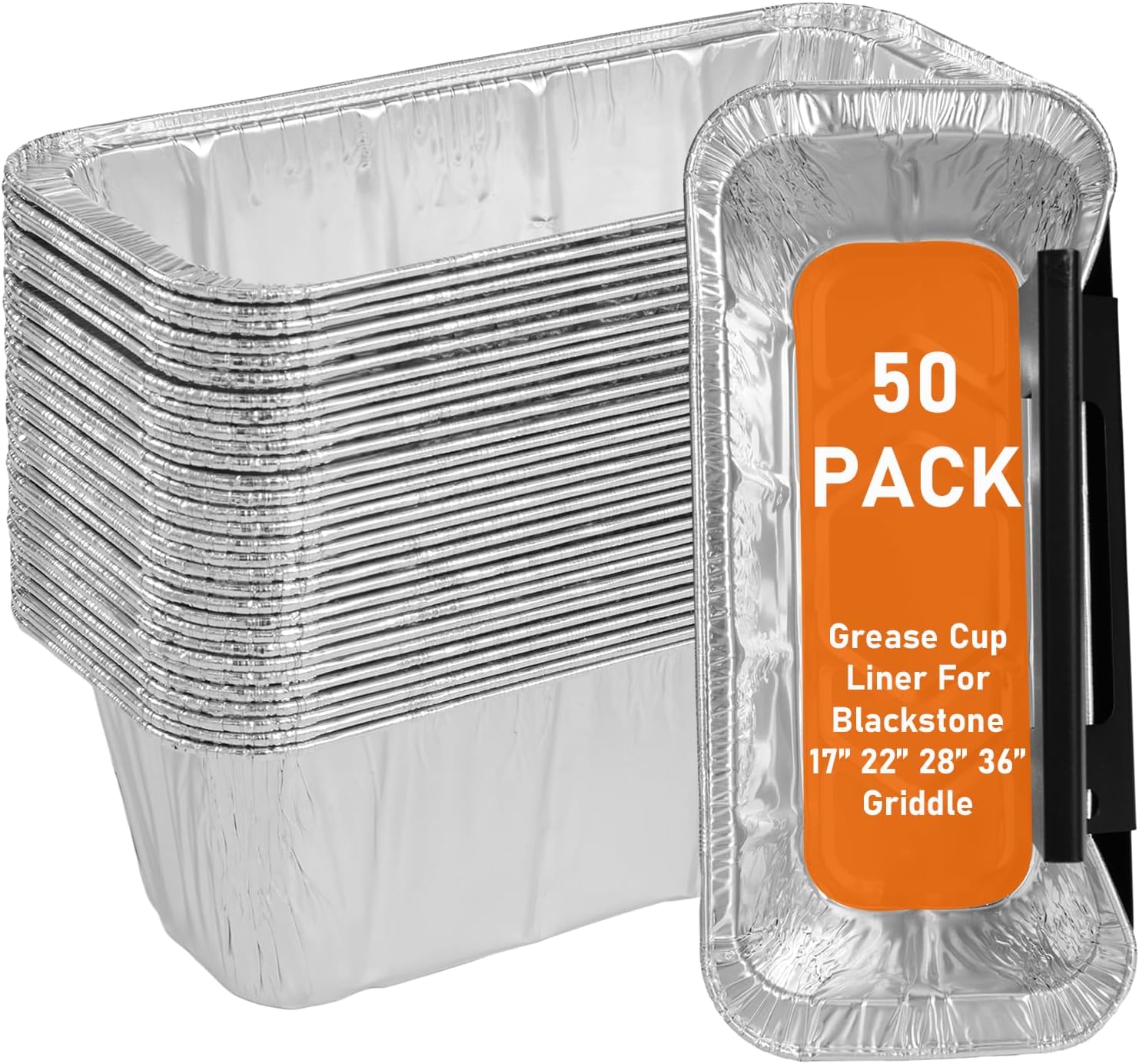 50-Pack Blackstone Griddle Accessories 5017 Grease Cup Liners, Aluminum Foil Dri...