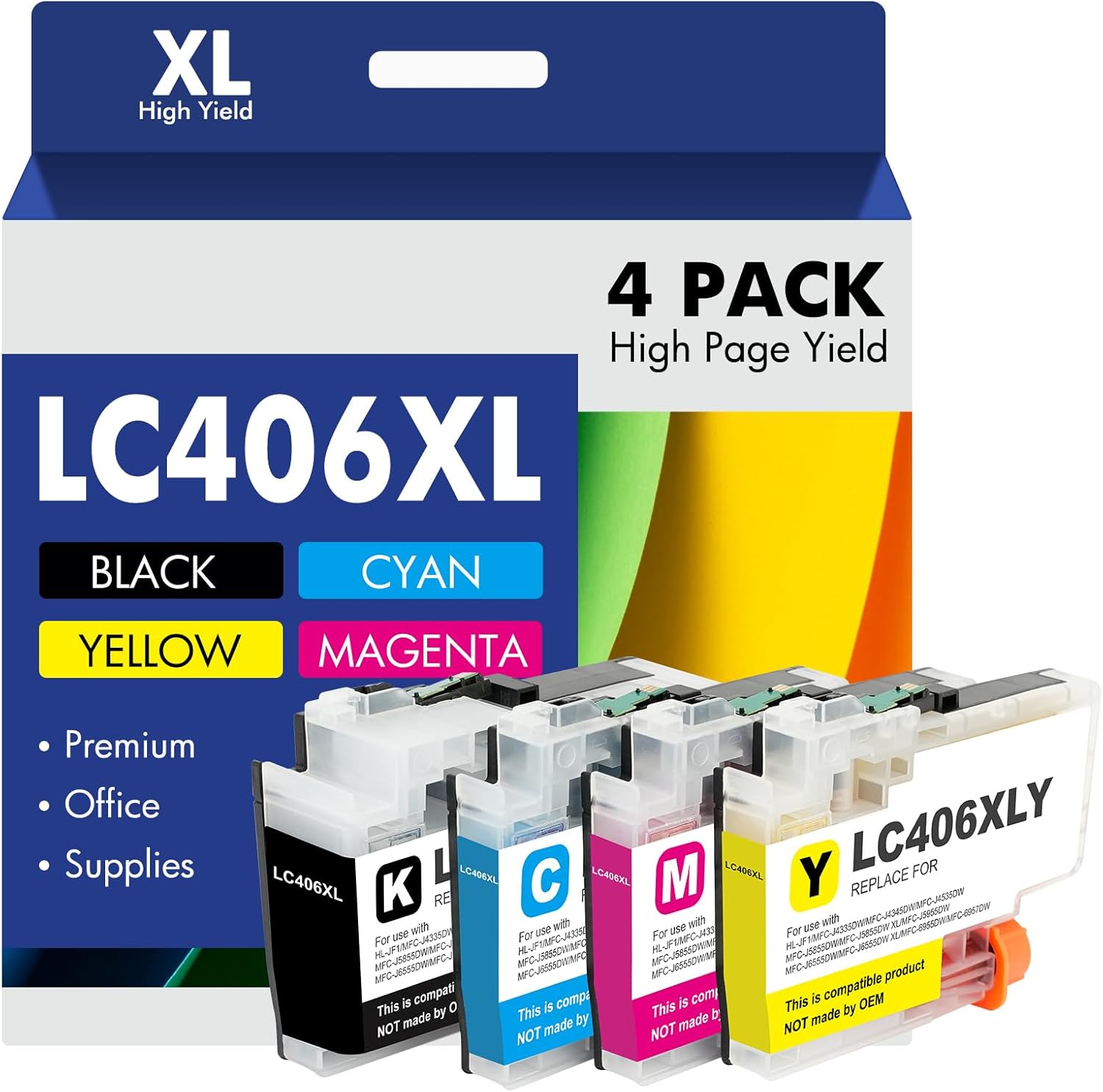 LC406 LC406XL Ink Cartridges for Brother Printer 406XL LC 406 XL for MFC-J4335DW...