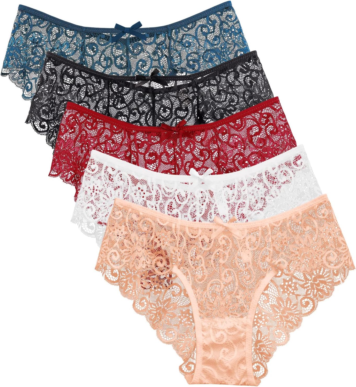 Pack of 5,Women Lace Panties Sexy Underwear Ultra Thin Briefs S M L XL M Mix