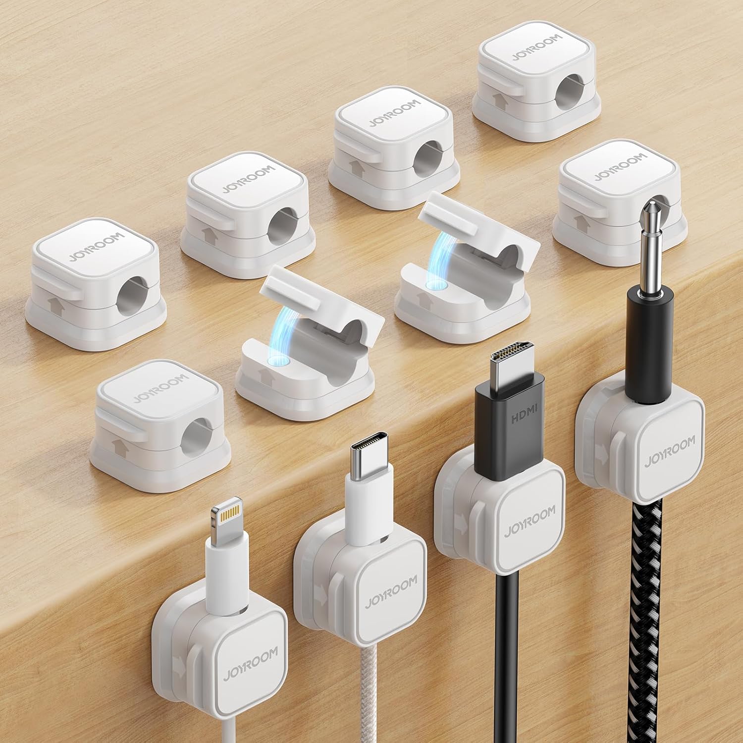 JOYROOM 12 Pack Cable Tidy Clips Adjustable Cord Organiser Magnetic Cable Manage...