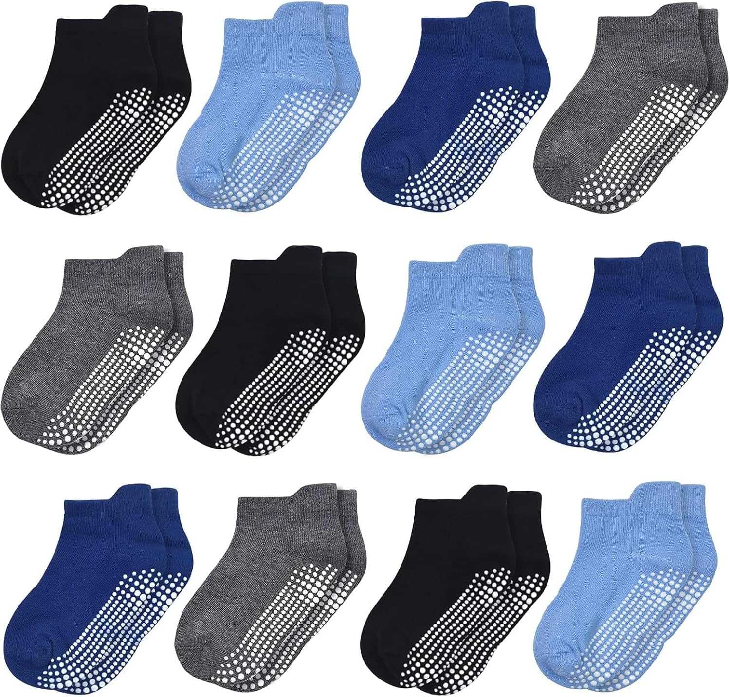 SkiBeaut Toddler Socks Ankle Boys Girls Non Slip Skid Kids Socks 12 Pairs Grips...