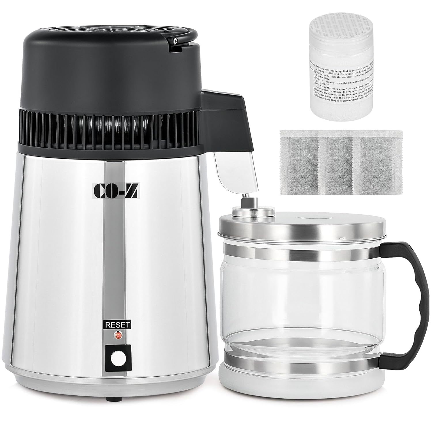 CO-Z Water Distiller, Stainless Steel Distilling Pure Water Machine for Home Cou...