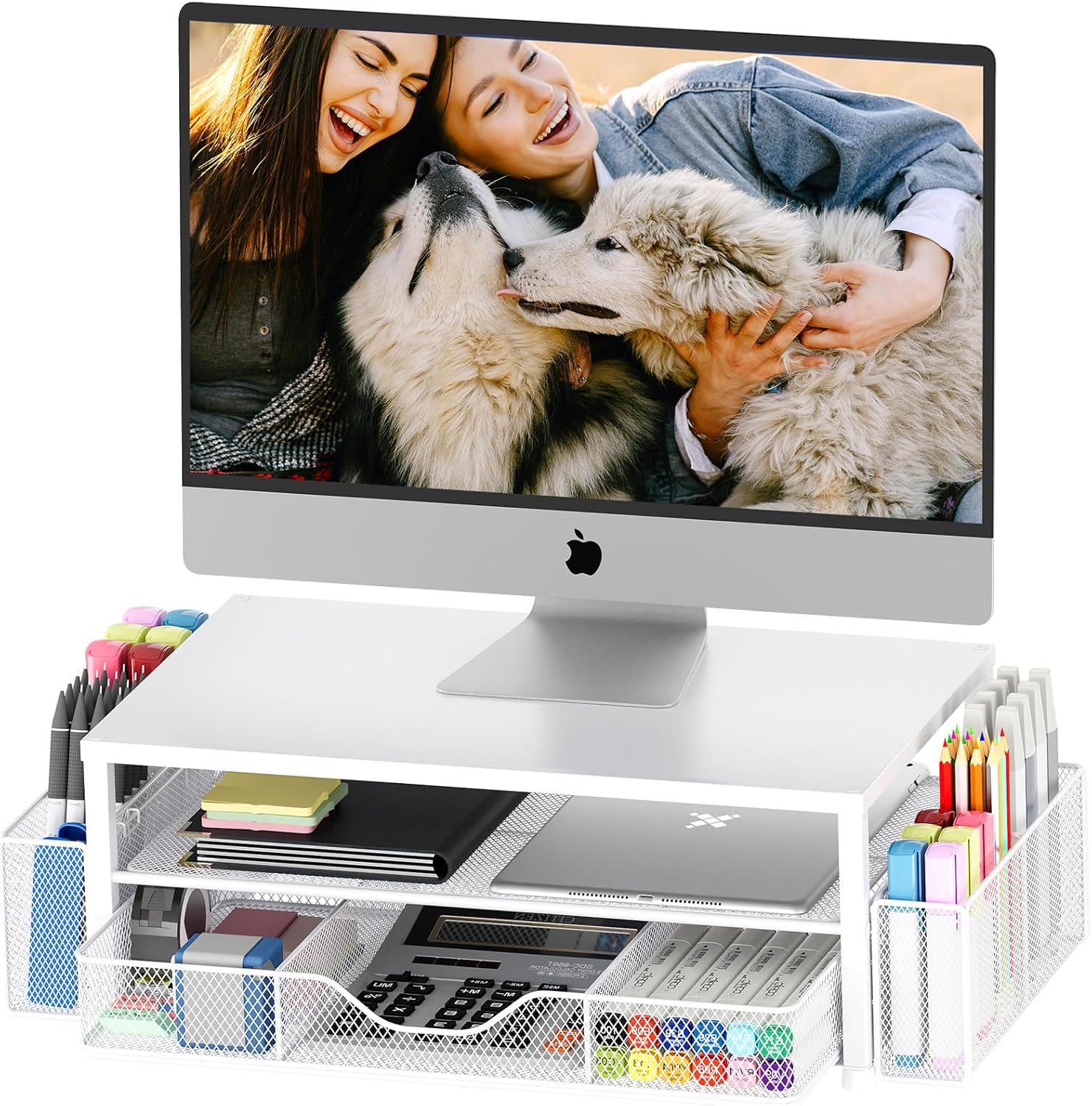 Desk Organizers and Accessories, 2-Tier Computer Monitor Stand for Desk Organize...