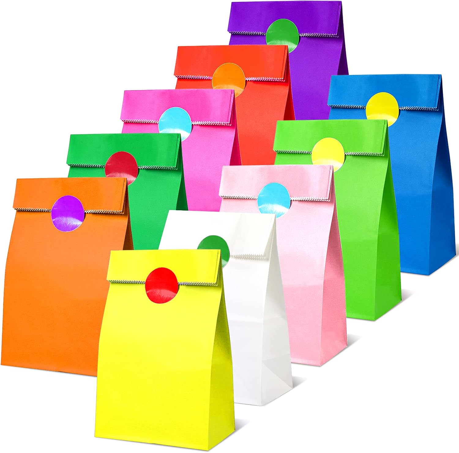 50 PCS Paper Party Bags for Kids, TOOELMON Multi-Color Kraft Paper Gift Bags Can...