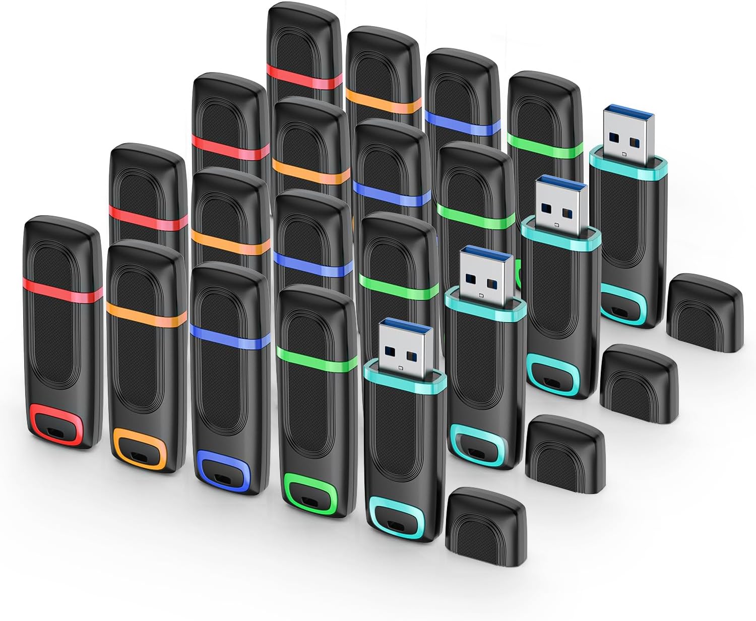 Vanauny 20Pack USB Sticks 16GB Memory Stick USB 2.0 Flash Drive Cap Design Pen D...