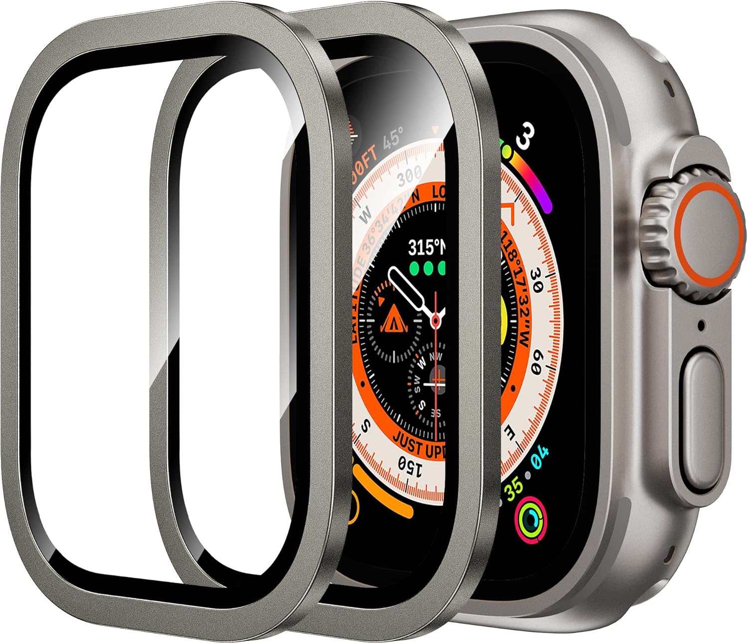 WSKEN for Apple Watch Ultra 2/Ultra Screen Protector 49mm,9H Tempered Glass + Ti...
