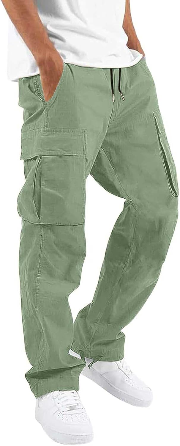 HUNGSON Mens Cargo Pants Casual Hiking Pants Joggers Athletic Pants Cotton Loose...