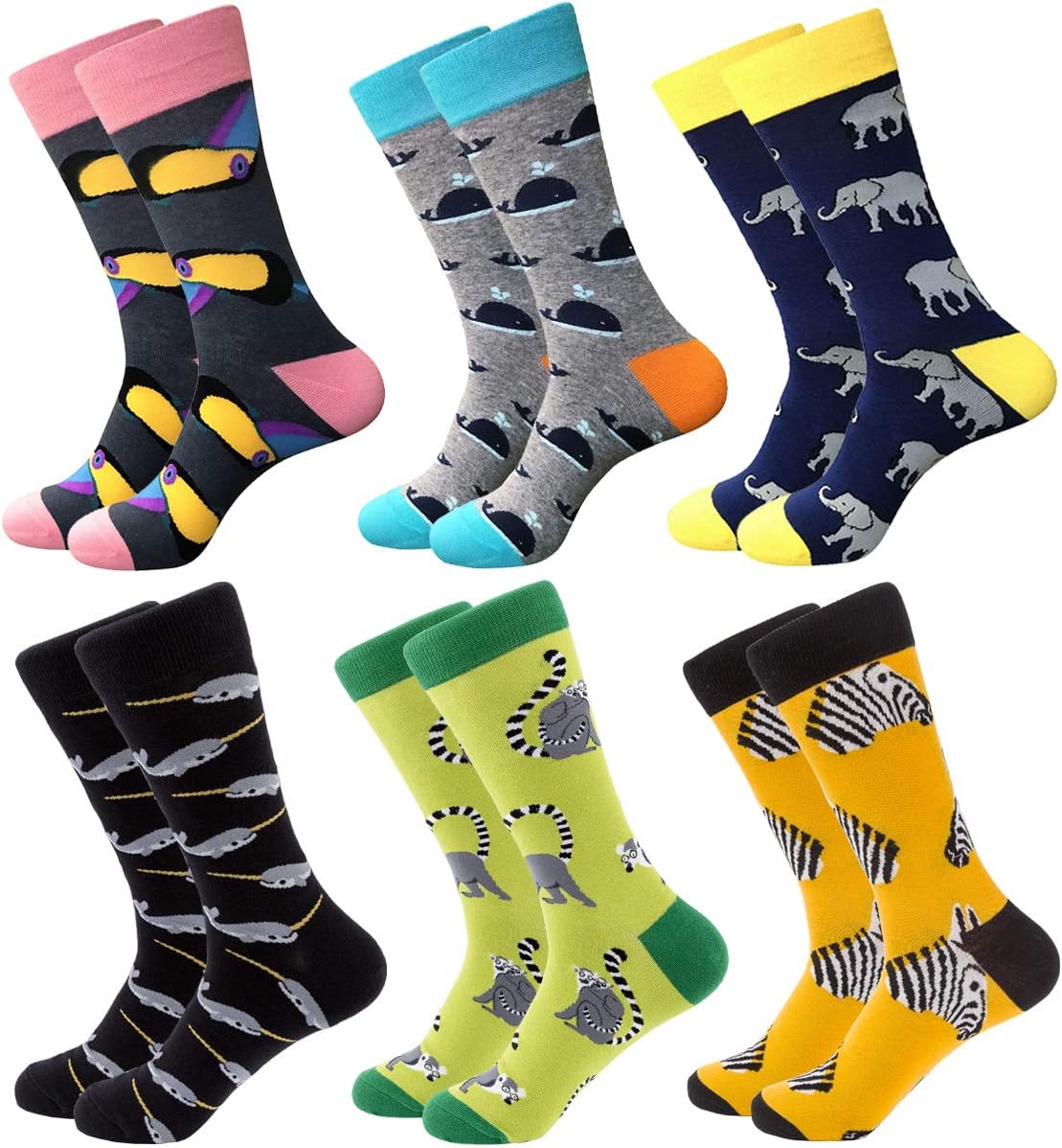 RedMaple Mens Colorful Fun Dress Socks - Funky Pattern Socks Novelty Smart Desig...