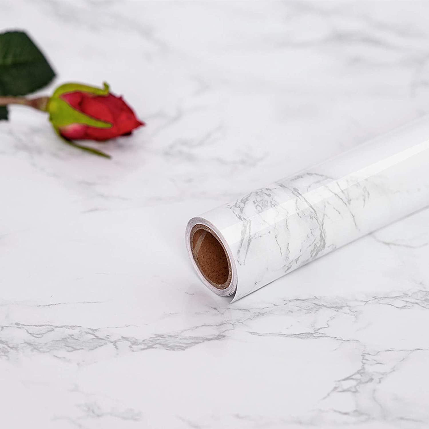Hode Marble Sticky Back Plastic Roll Self Adhesive Wallpaper Granite White Grey...