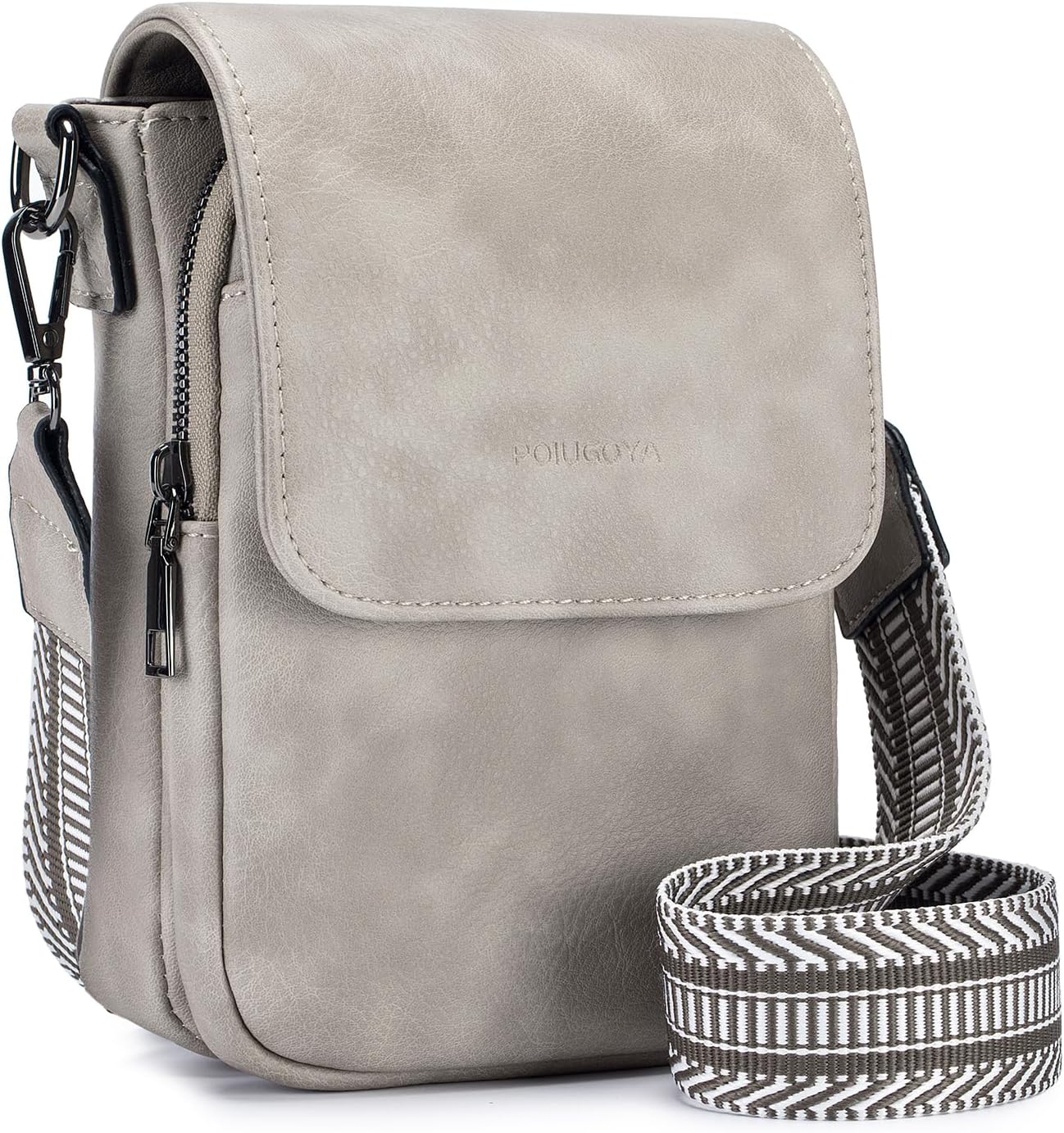 POIUGOYA Small Crossbody Bags for Women Trendy,Leather Triple Compartment Cell P...