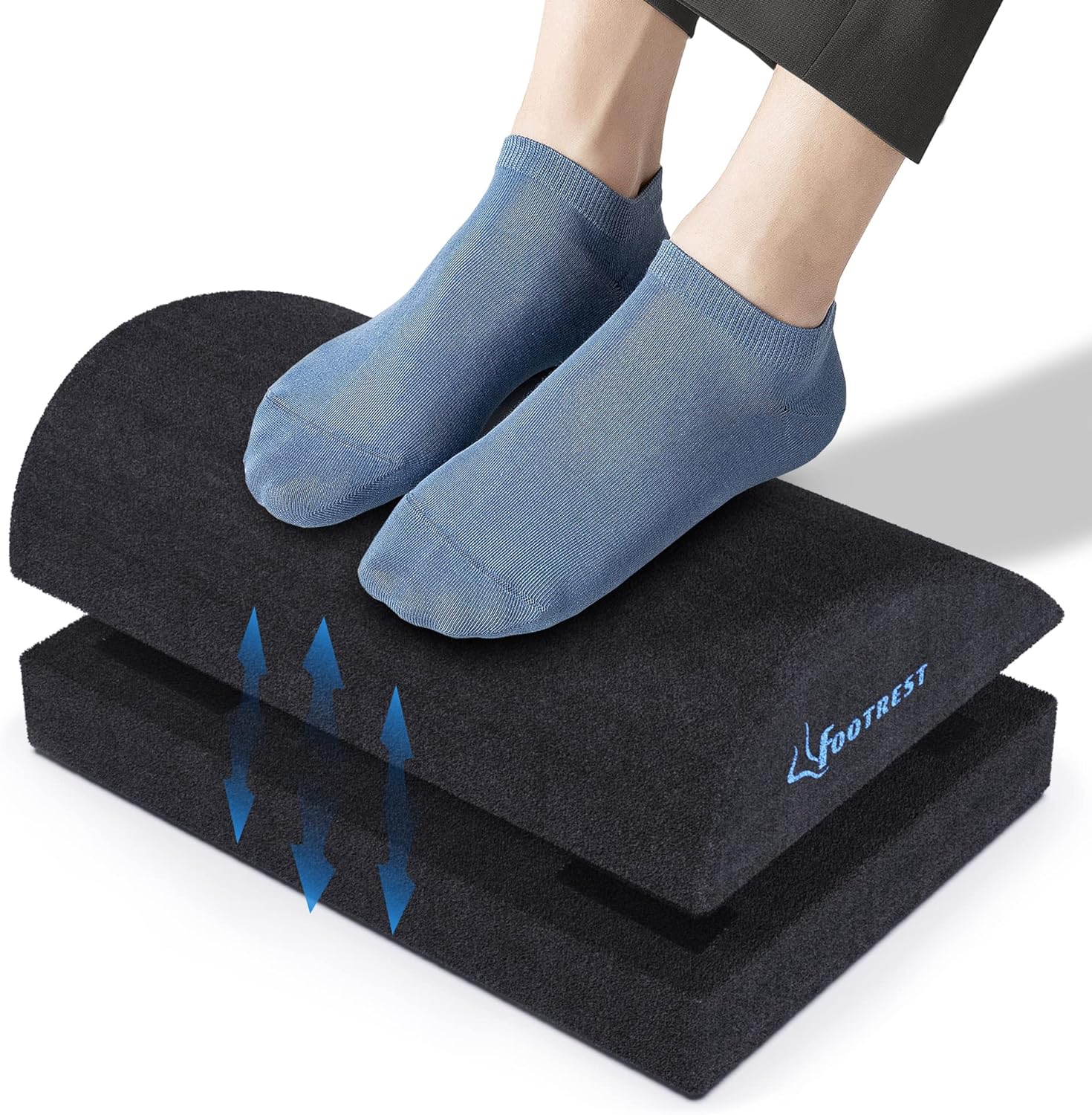 Ergonomic Foot Rest Under Desk, Adjustable Footrest Cushion with 2 Optional Heig...