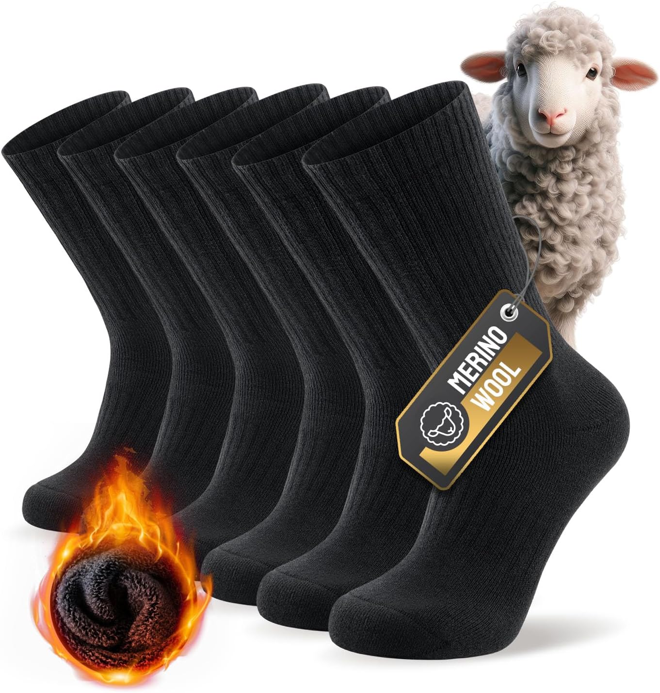 PULIOU Thermal Socks Merino Wool Socks for Men Women, Winter Thick Warm Socks Br...