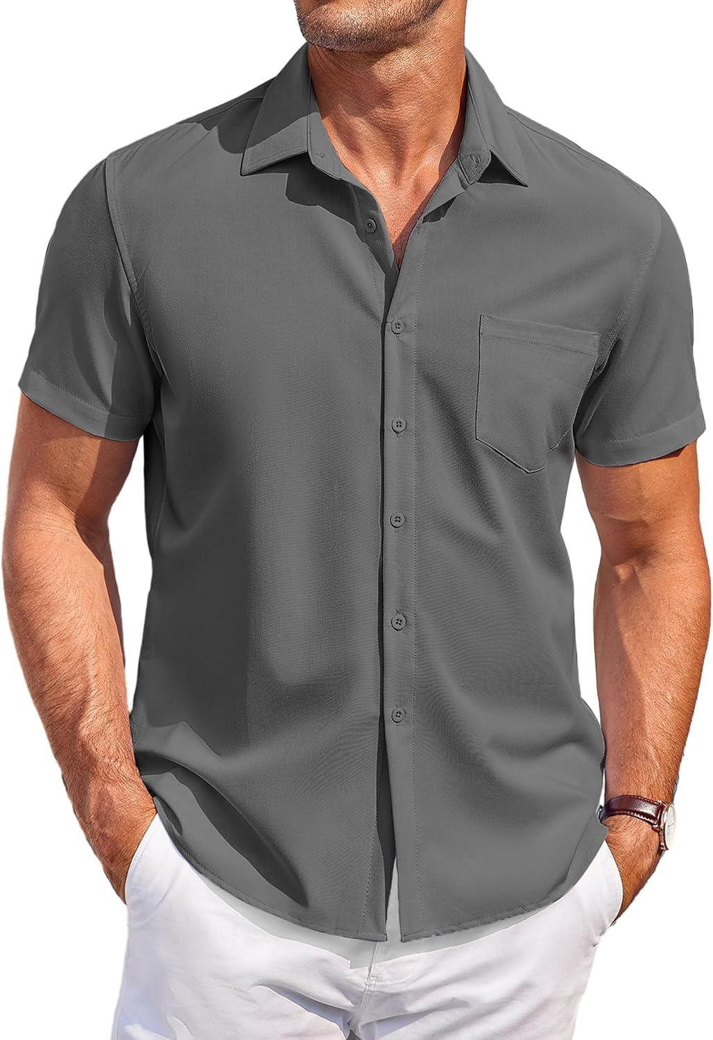COOFANDY Mens Short Sleeve Shirts Regular Fit Casual Button Down Shirts Summer B...