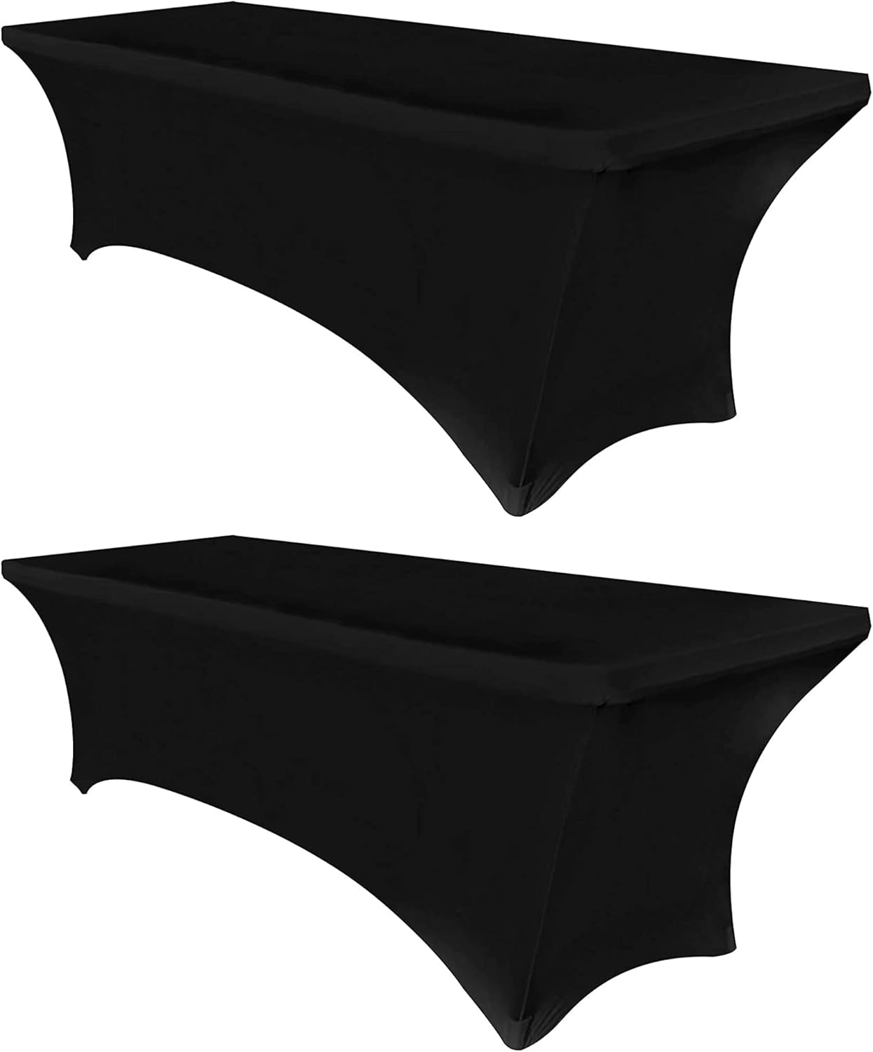 Obstal 6ft Stretch Black Spandex Table Cloth for Standard Folding Tables - 2 Pac...