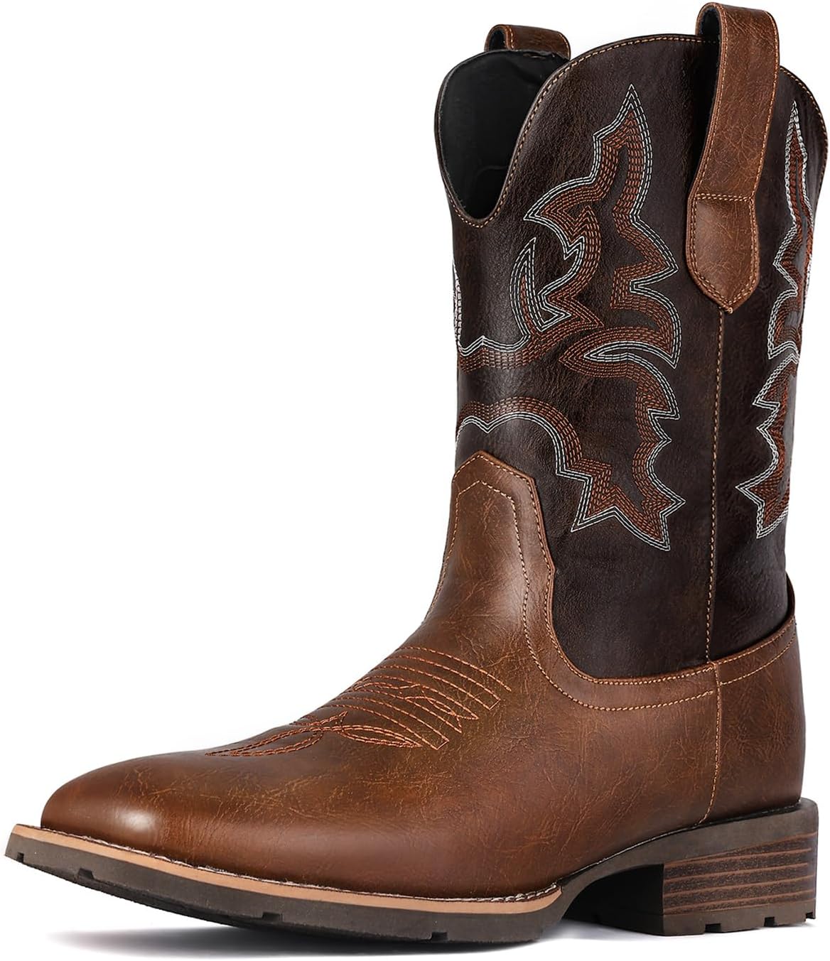 Suokdil Cowboy Boots for Men - Men's Western Boots with Embroidery, Slip Resista...