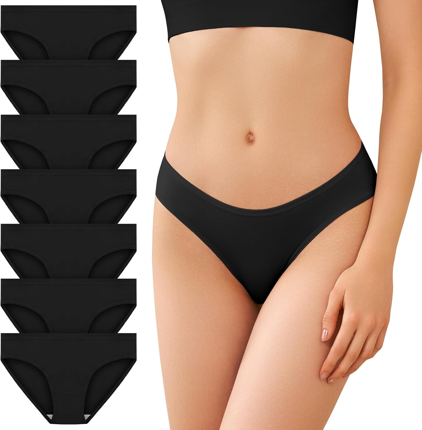 SIMIYA Womens Bikini Briefs, Cotton Knickers Low Rise Hipster Panties Soft Stret...