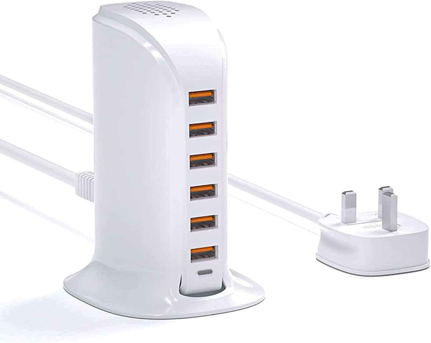 Qurzou USB Charger,50W Multi USB Charger 6 Port USB Tower Charging Station for i...