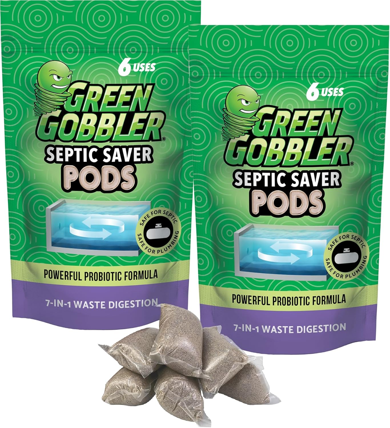 Green Gobbler Septic Tank Treatment Packets, 12 Month Supply - Natural Bacteria...