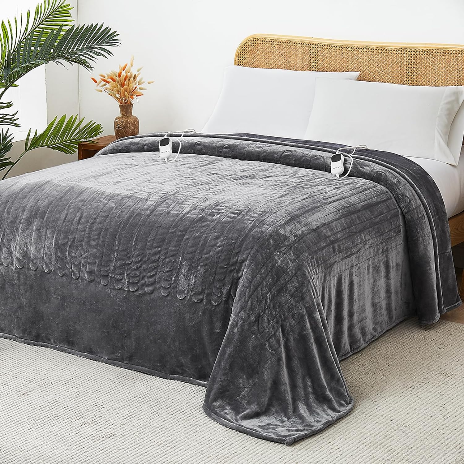 JKMAX Electric Heated Heating Blanket - Heated Bed Blanket Queen Size 84"x90" wi...