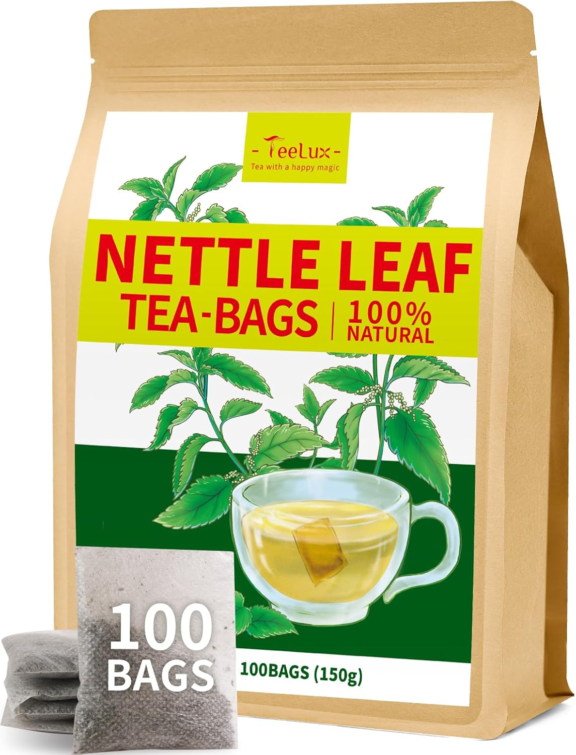 TeeLux Nettle Leaf Tea Bags 100 Count, Stinging Nettle Tea, Pure Natural Nettle...