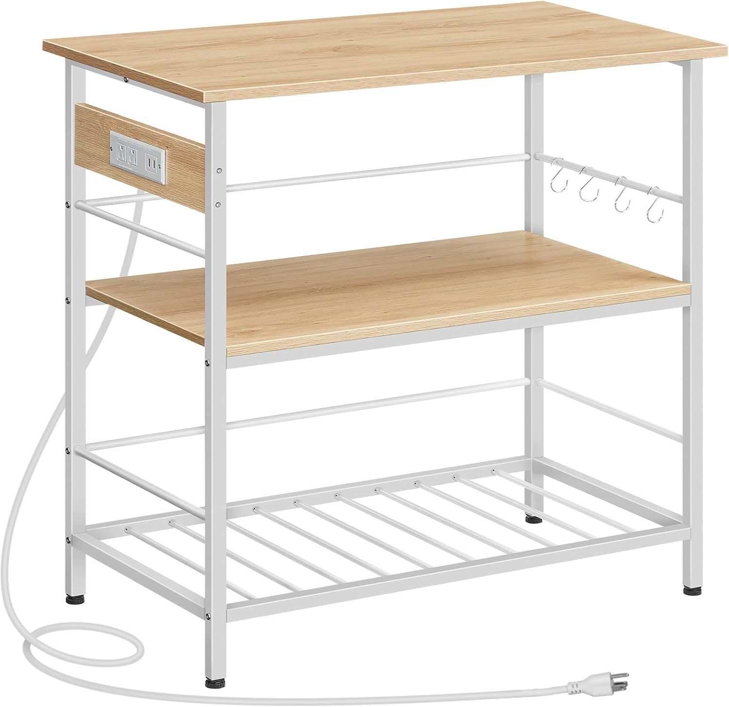 HOOBRO Kitchen Island with Storage, Kitchen Island Table with Power Outlet, 3 Ti...