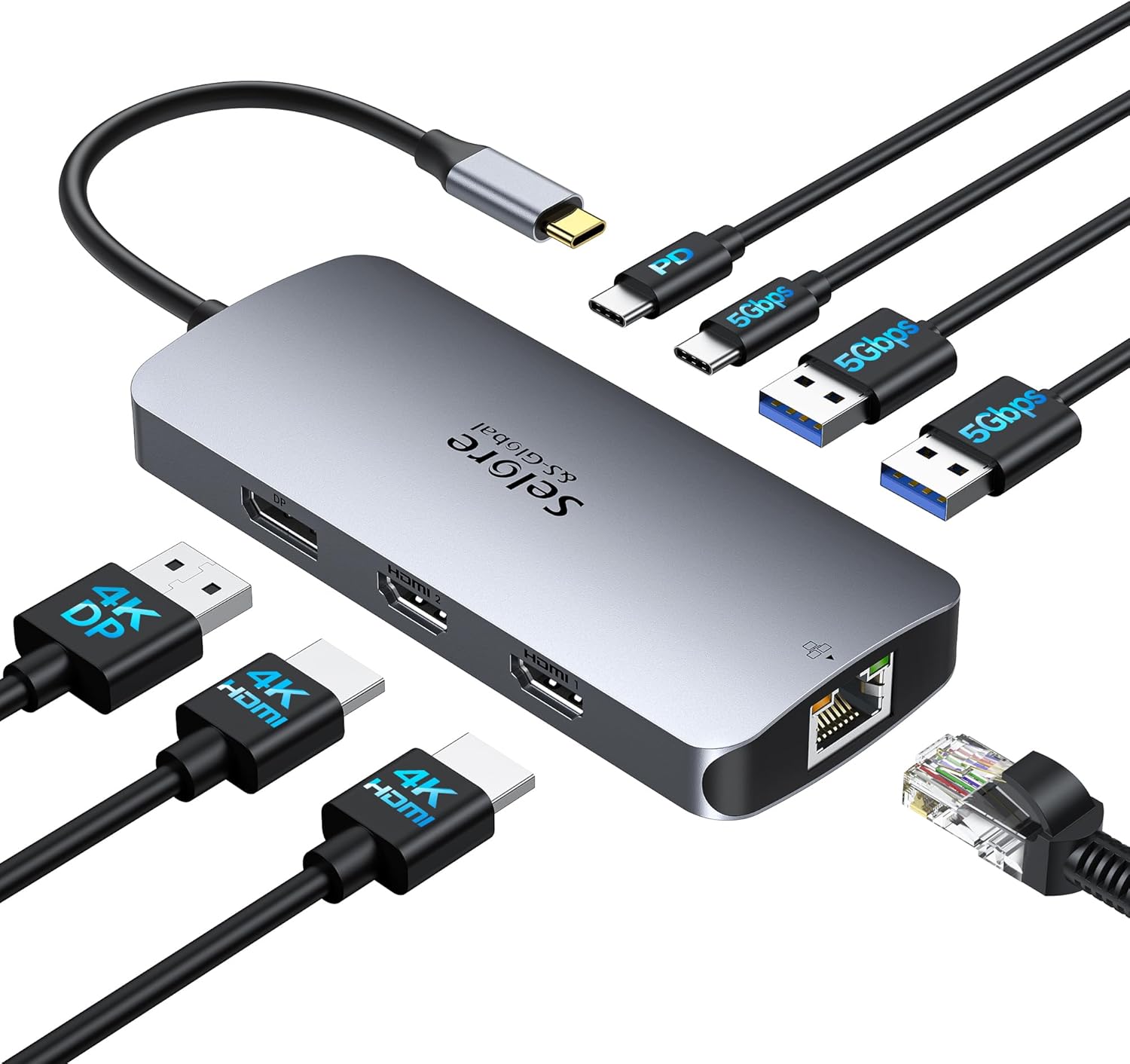 USB C Docking Station Dual Monitor, 8 in 1 Laptop Docking Station Triple 4K Disp...