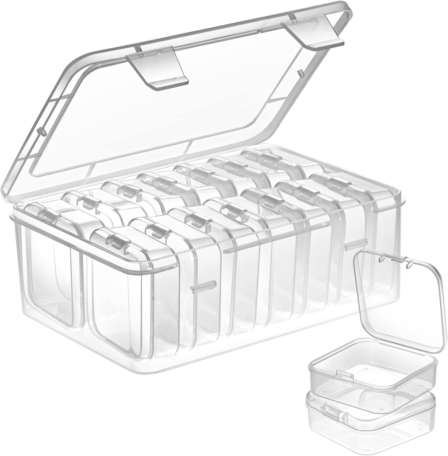 Mathtoxyz Small Bead Organizers, 15 Pieces Plastic Storage Cases Mini Clear Bead...