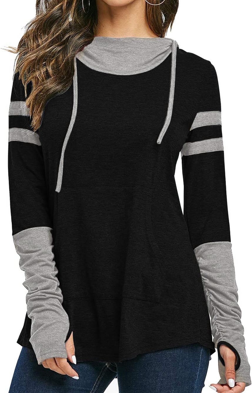 iChunhua Womens Hoodie with Thumb Holes Long Sleeve T Shirt Drawstring Tops with...