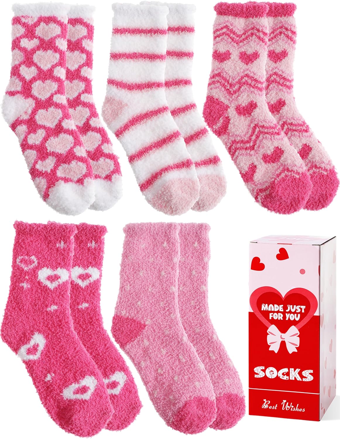 MOGGEI Valentines Day Gifts for Her Women Fuzzy Fluffy Socks Thick Warm Winter S...