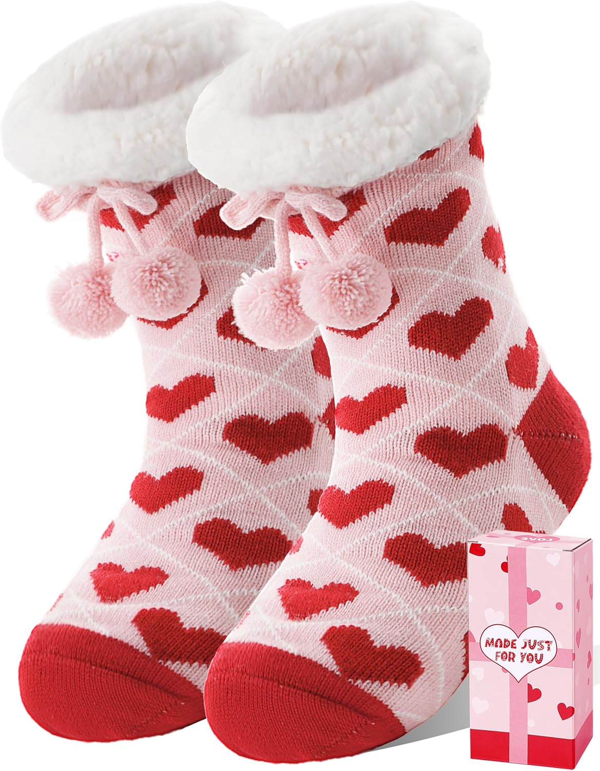 MOGGEI Valentines Day Gifts for Her Womens Slipper Fuzzy Grips Socks Warm Fluffy...