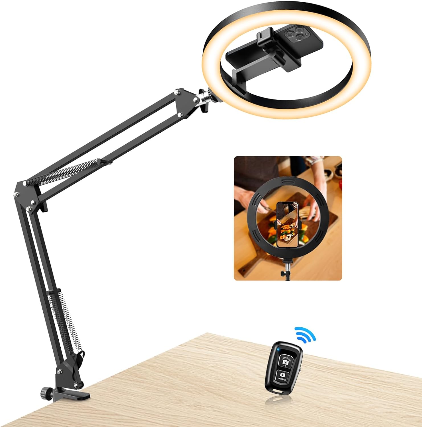 Evershop Ring Light with Tripod Stand & Phone Holder Overhead Mount,10" Ringligh...