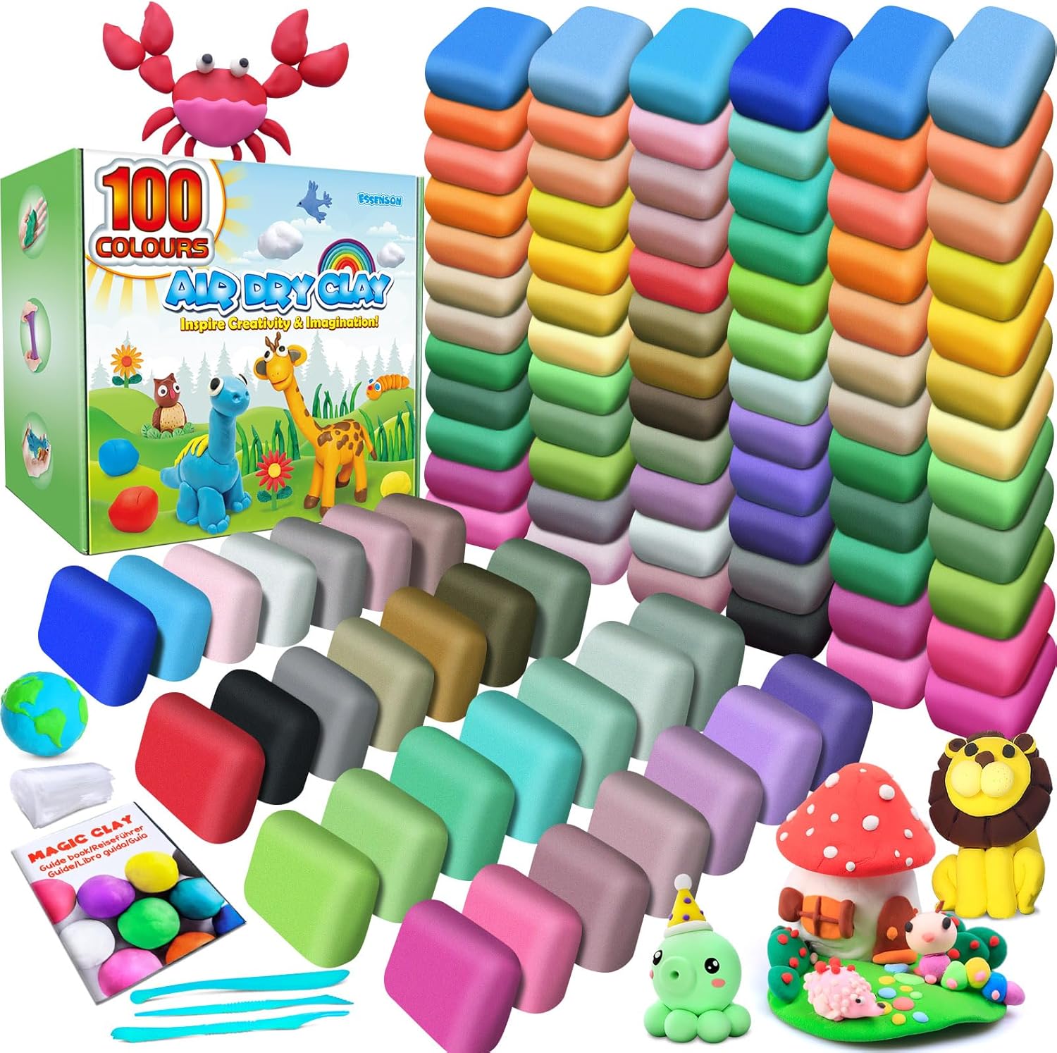 Air Dry Clay 100 Colours, Modelling Clay for Kids, DIY Molding Magic Clay for wi...
