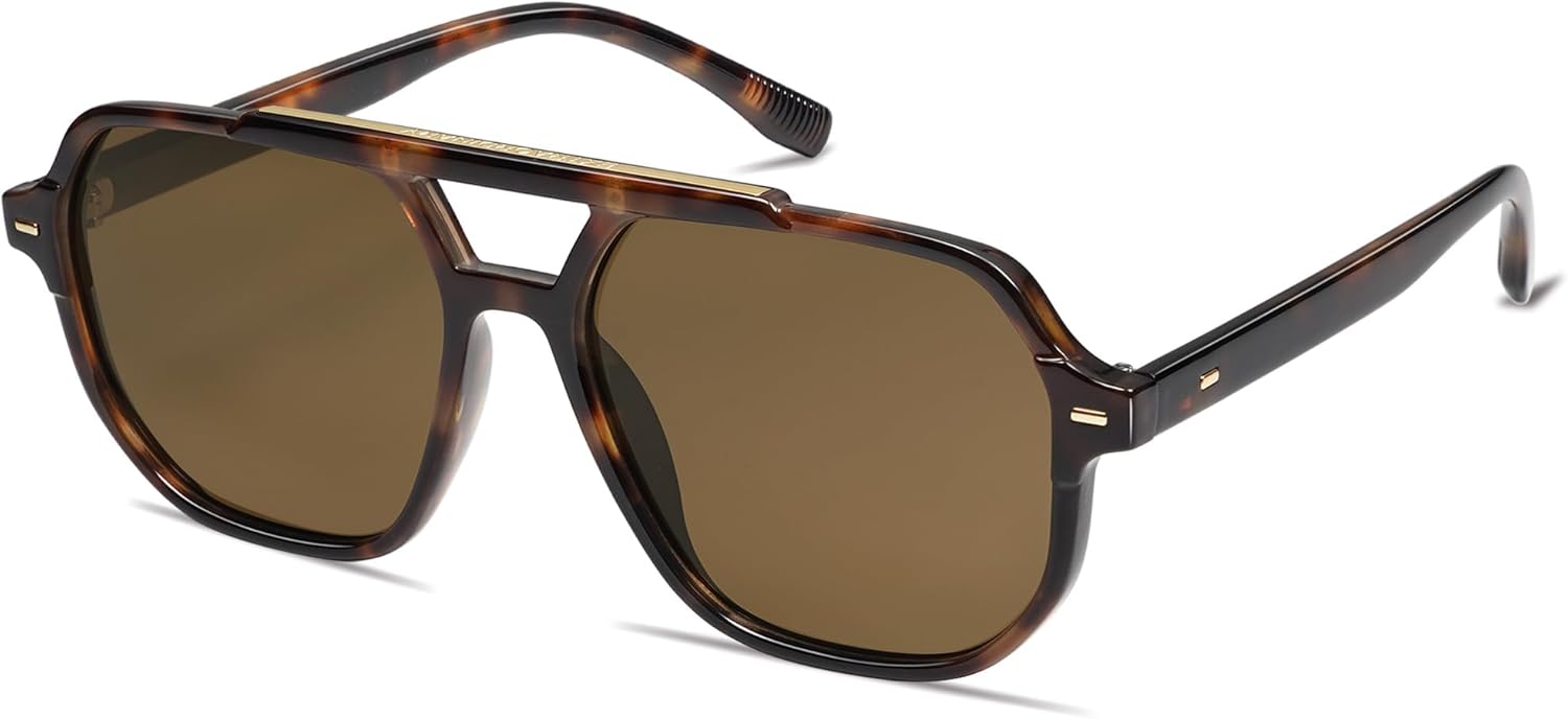 SOJOS Retro Trendy Aviator Polarized Sunglasses Men Women Vintage 70s Square Sty...