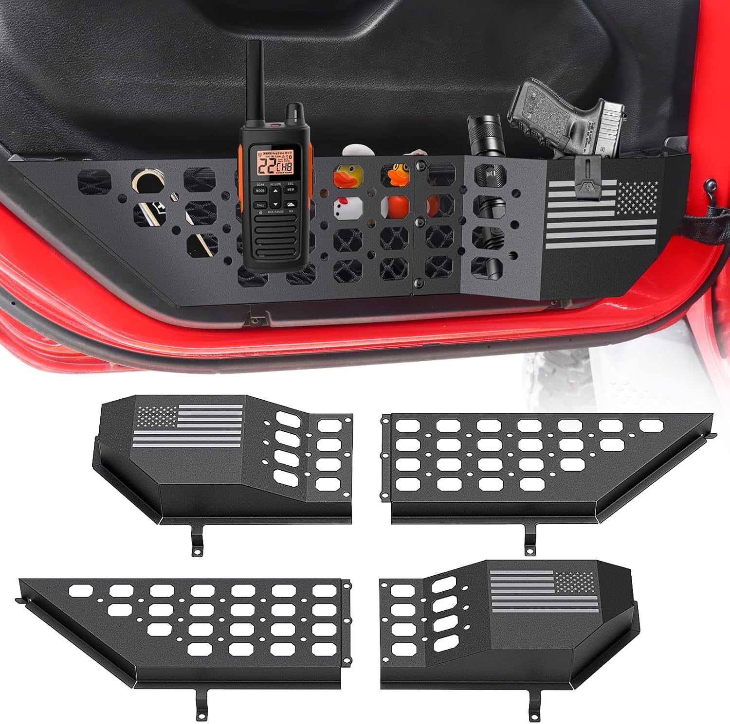 Metal Front Door Pocket Storage Box for Jeep Wrangler JL JLU 4XE 2018-2024 & Gla...