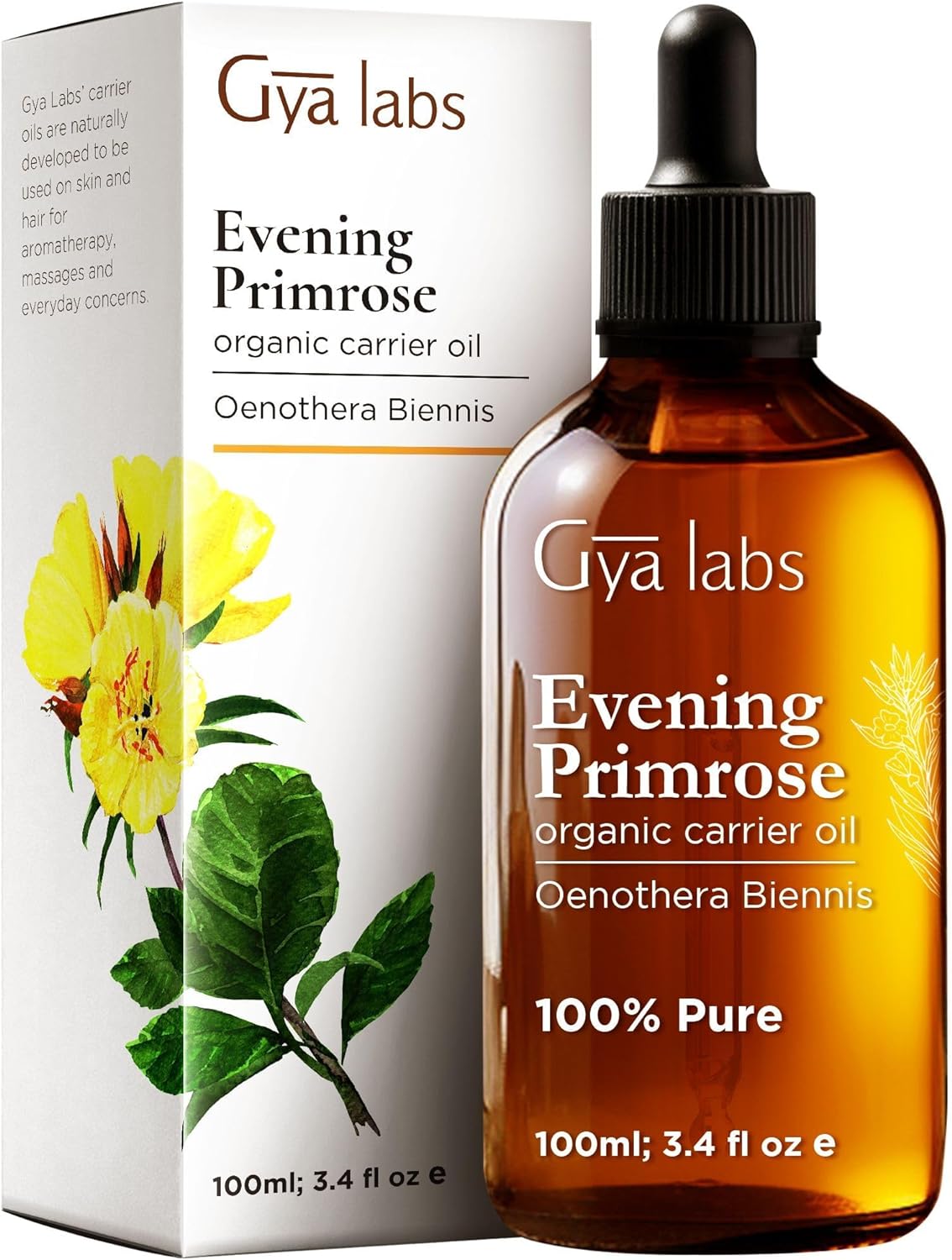 Gya Labs Organic Evening Primrose Oil for Dry Skin - 100% Pure & Natural Evening...