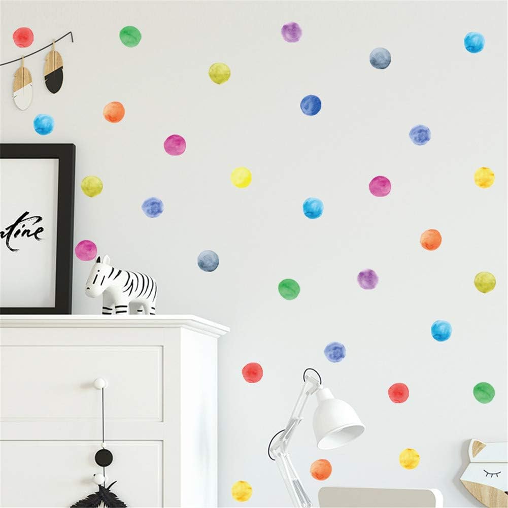 Wajade 60 PCS Colorful Dots Wall Stickers Round Circle Wall Decal Stickers for B...