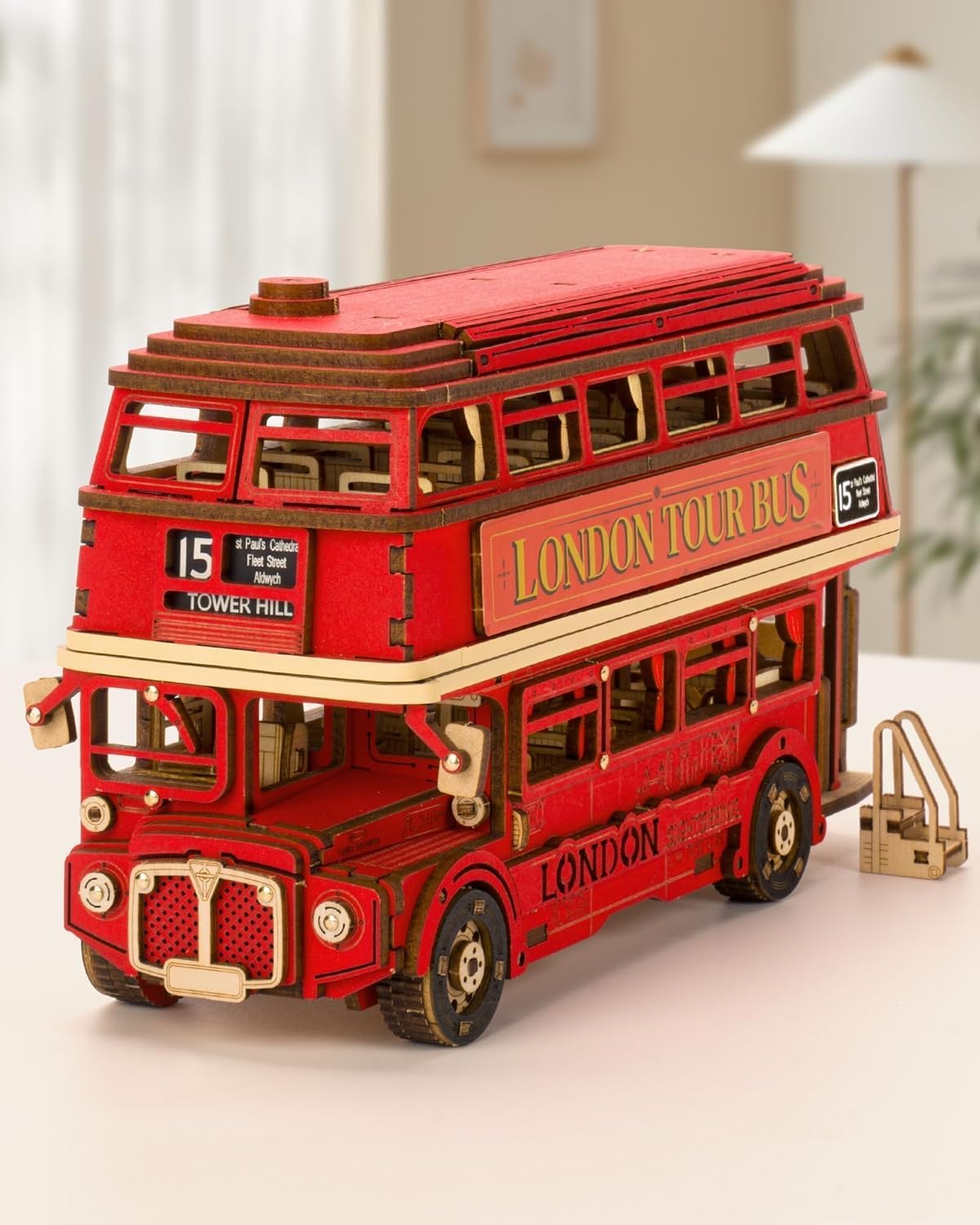ROWOOD 3D Wooden Puzzles London Tour Bus, Retro Model Kit for Adults to Build, M...