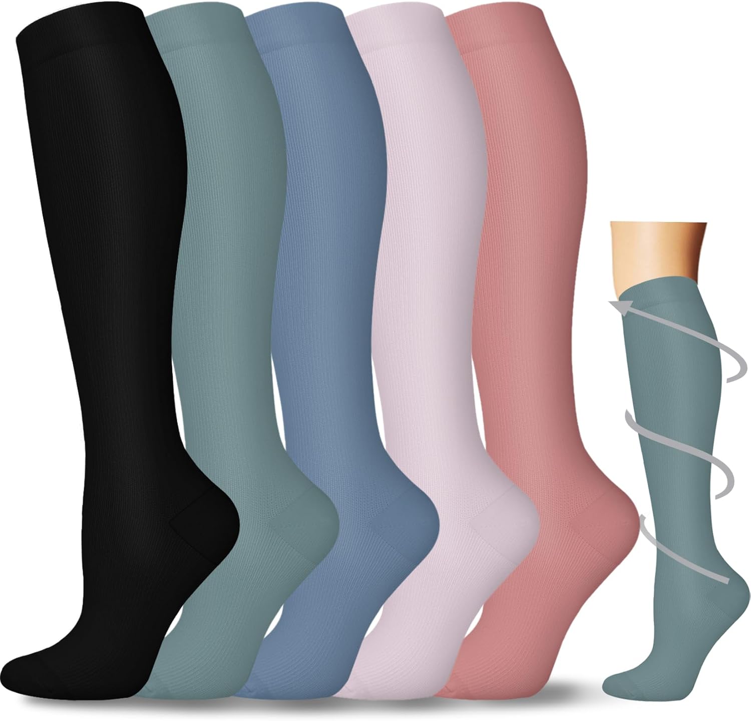 Hi Clasmix Graduated Compression Socks for Women&Men Wide Calf Comfort Best for...